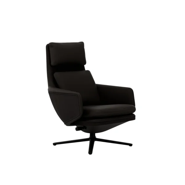 Vitra Grand Relax - Leer chocolade - basic dark gepoedercoat