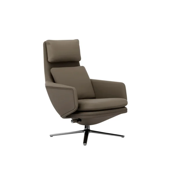 Vitra Grand Relax - Leer zand - gepolijst aluminium