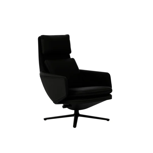 Vitra Grand Relax - Leer zwart - basic dark gepoedercoat