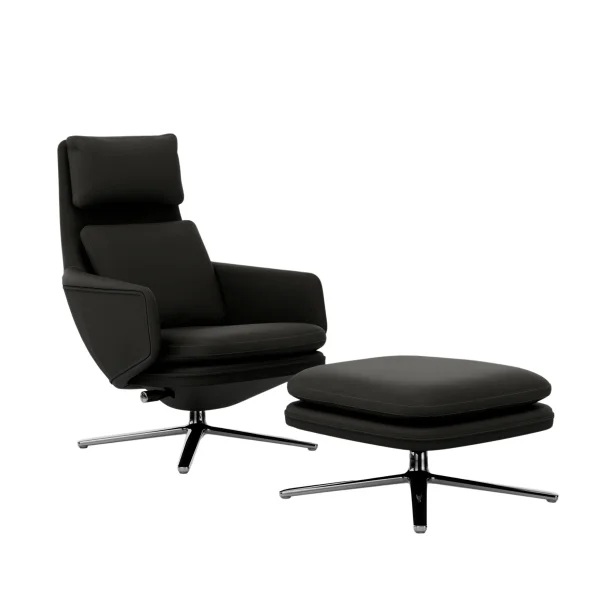 Vitra Grand Relax met Ottoman - umbragrijs - gepolijst aluminium