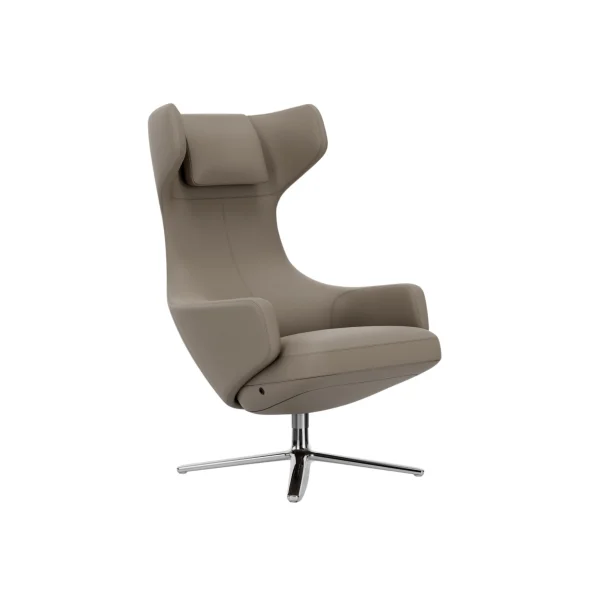 Vitra Grand Repos Fauteuil - gepolijst - Leren coKontrastnaht 71 sandntrastnaden 71 zand - Zithoogte 45 cm