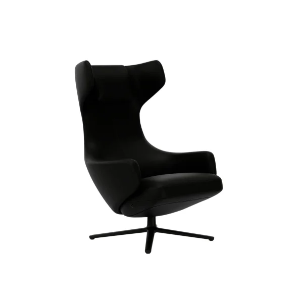 Vitra Grand Repos Fauteuil - zwart - Lederen contrastnaad 66 nero - Zithoogte 40 cm