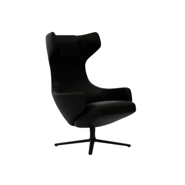 Vitra Grand Repos Fauteuil - zwart - Lederen contrastnaad 66 nero - Zithoogte 45 cm