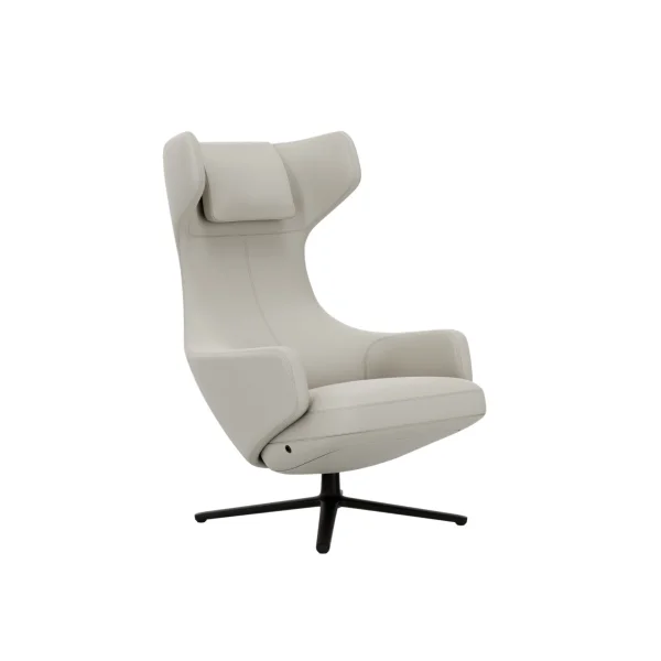 Vitra Grand Repos Fauteuil - zwart - Lederen contrastnaden 72 sneeuw - Zithoogte 40 cm