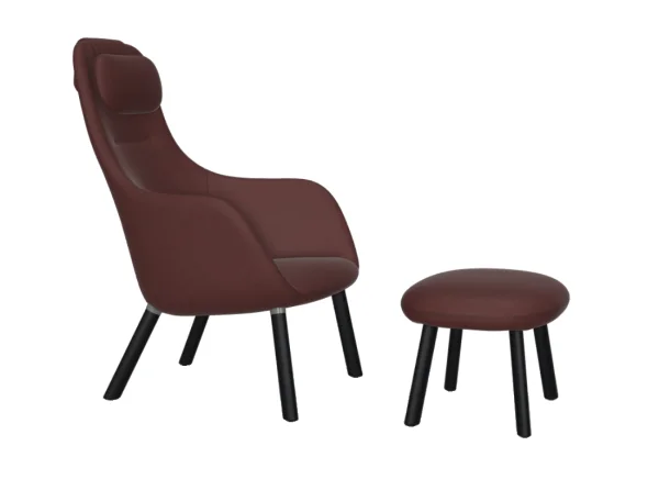 Vitra HAL Lounge Chair & Ottoman - eiken donker - Cosy 2 - kastanje - Glijders voor harde vloer - met ingebouwd zitkussen