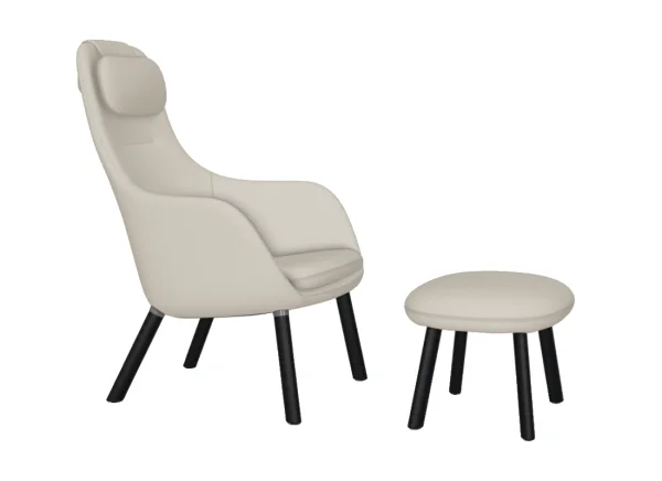 Vitra HAL Lounge Chair & Ottoman - eiken donker - Dumet beige/grijs - Glijders voor harde vloer - met los zitkussen