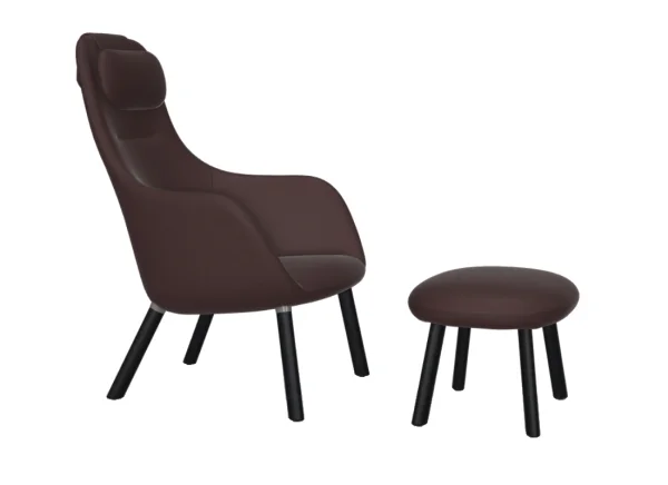 Vitra HAL Lounge Chair & Ottoman - eiken donker - Volo kastanje - Glijders voor harde vloer - met ingebouwd zitkussen