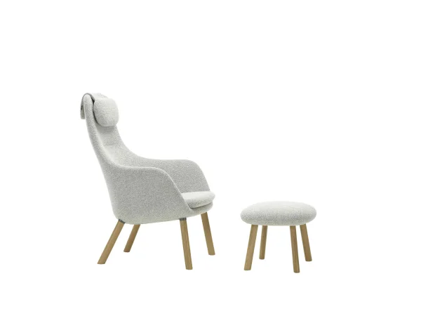 Vitra HAL Lounge Chair & Ottoman - eiken natuur - Nubia crème/sierra grijs - Glijders voor harde vloer - met los zitkussen