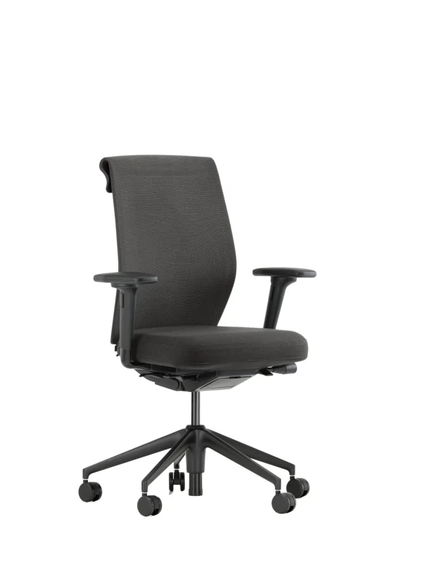 Vitra ID Cloud - zwart - donkergrijs/nero - 2D armleuningen - Wielen voor tapijt