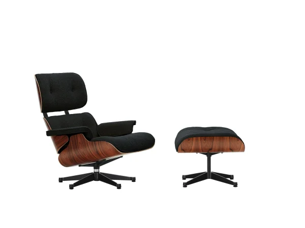 Vitra Lounge Chair & Ottoman - Santos palisander - Nubia 11 antraciet/zwart - gepolijst/ zijkanten zwart