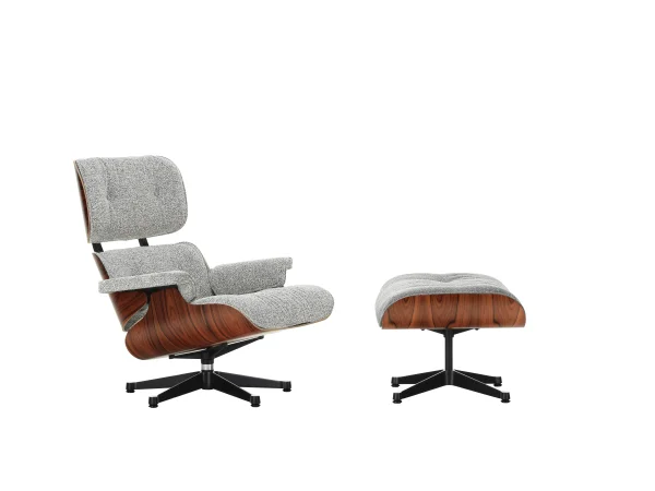 Vitra Lounge Chair & Ottoman - Santos palisander - Nubia peper en zout - gepolijst/ zijkanten zwart