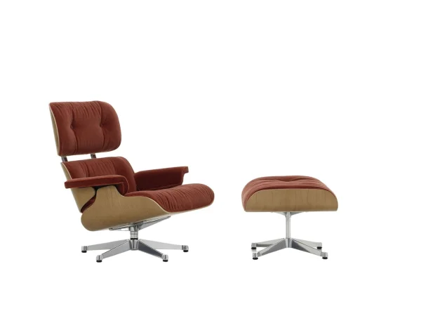 Vitra Lounge Chair & Ottoman - VitraKirscheNatur - Calma 07 brandy - gepolijst