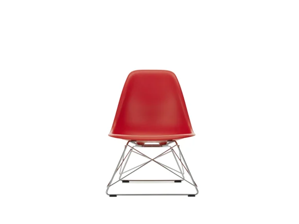 Vitra LSR Eames Plastic Side Chair - poppy red - glanzend chroom