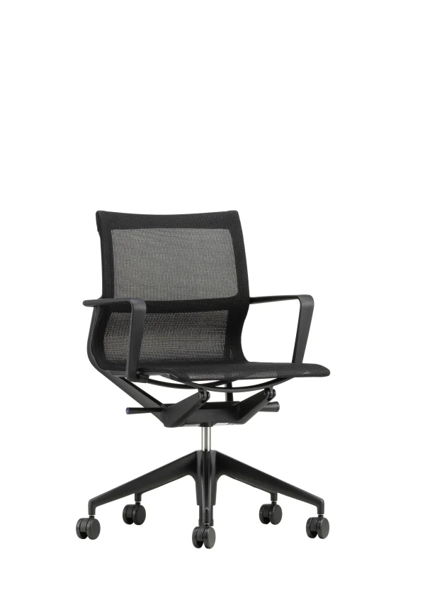 Vitra Physix bureaustoel - deep black gecoat - 06 black pearl - deep black - Wieltjes voor harde bodems