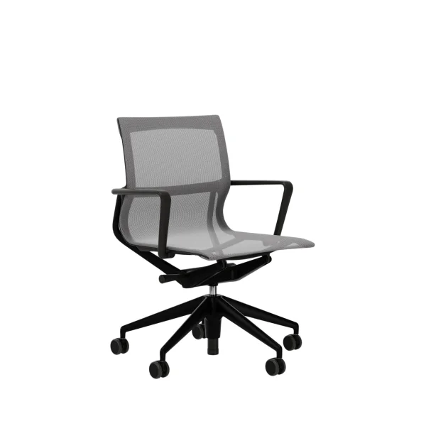 Vitra Physix bureaustoel - deep black gecoat - 07 zilvergrijs - deep black - Wieltjes voor harde bodems