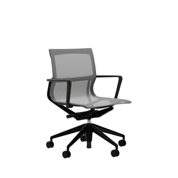 Vitra Physix bureaustoel - deep black gecoat - 07 zilvergrijs - deep black - Wieltjes voor tapijt