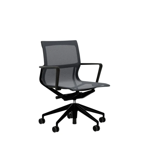 Vitra Physix bureaustoel - deep black gecoat - 08 kiezelgrijs - deep black - Wieltjes voor harde bodems