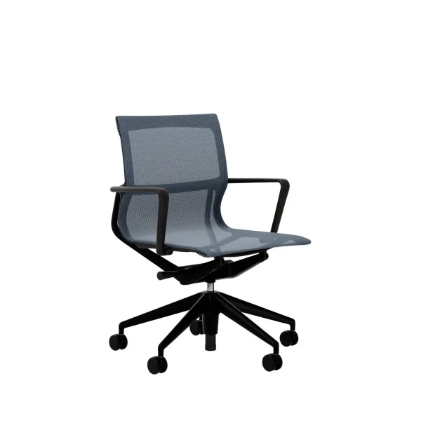 Vitra Physix bureaustoel - deep black gecoat - 09 ijsgrijs - deep black - Wieltjes voor tapijt