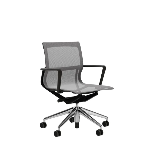 Vitra Physix bureaustoel - Wieltjes voor harde bodems - deep black - 07 zilvergrijs - gepolijst