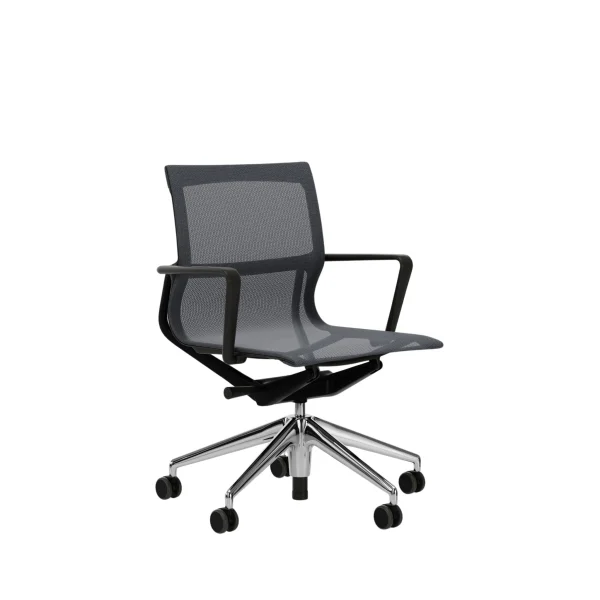 Vitra Physix bureaustoel - Wieltjes voor harde bodems - deep black - 08 kiezelgrijs - gepolijst