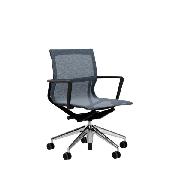 Vitra Physix bureaustoel - Wieltjes voor harde bodems - deep black - 09 ijsgrijs - gepolijst
