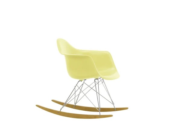 Vitra RAR Eames Plastic Armchair - citron RE - verchroomd - sleden esdoorn goudkleurig