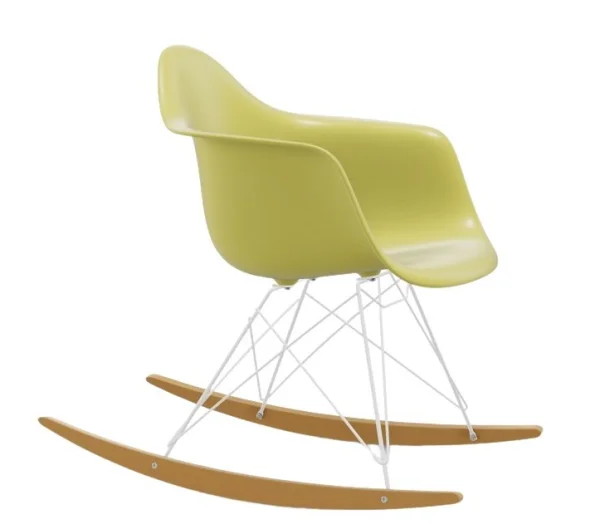 Vitra RAR Eames Plastic Armchair - citron RE - wit - sleden esdoorn goudkleurig