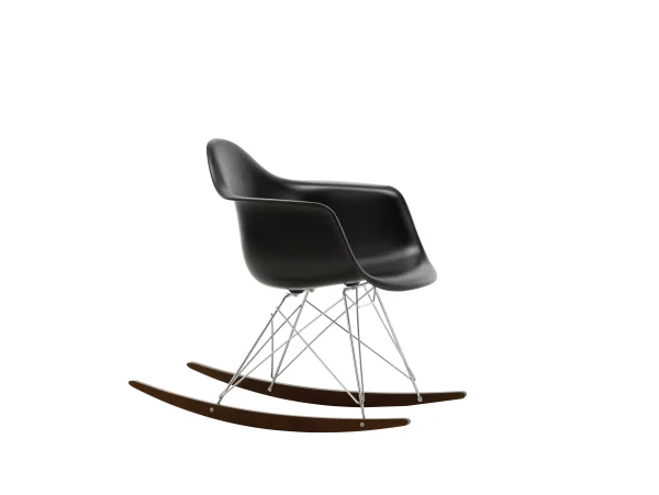 Vitra RAR Eames Plastic Armchair - diepzwart RE - verchroomd - sleden esdoorn donker