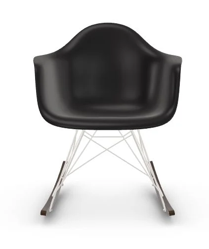 Vitra RAR Eames Plastic Armchair - diepzwart RE - wit - sleden esdoorn donker