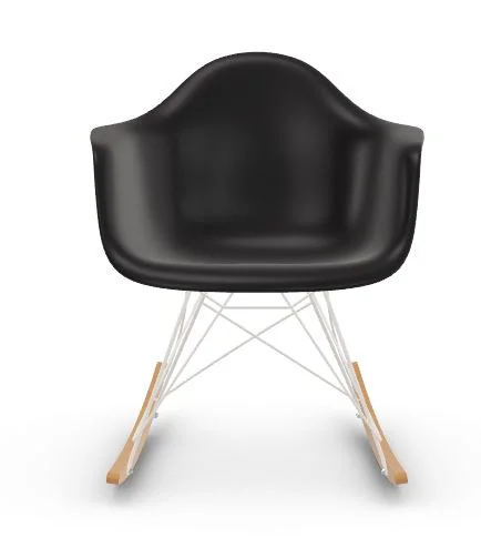 Vitra RAR Eames Plastic Armchair - diepzwart RE - wit - sleden esdoorn goudkleurig