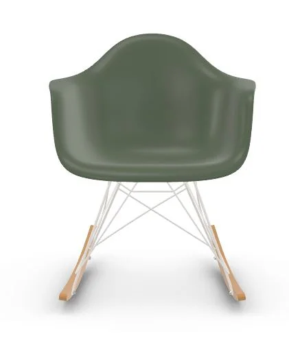 Vitra RAR Eames Plastic Armchair - forest RE - wit - sleden esdoorn goudkleurig