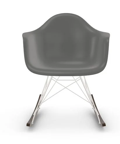 Vitra RAR Eames Plastic Armchair - granite grey RE - wit - sleden esdoorn donker