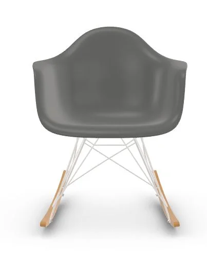 Vitra RAR Eames Plastic Armchair - granite grey RE - wit - sleden esdoorn goudkleurig