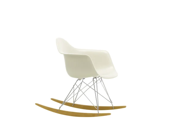 Vitra RAR Eames Plastic Armchair - kiezelsteen RE - verchroomd - sleden esdoorn goudkleurig