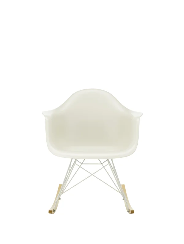 Vitra RAR Eames Plastic Armchair - kiezelsteen RE - wit - sleden esdoorn goudkleurig