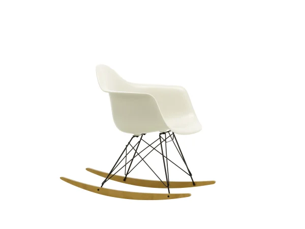 Vitra RAR Eames Plastic Armchair - kiezelsteen RE - zwart - sleden esdoorn goudkleurig