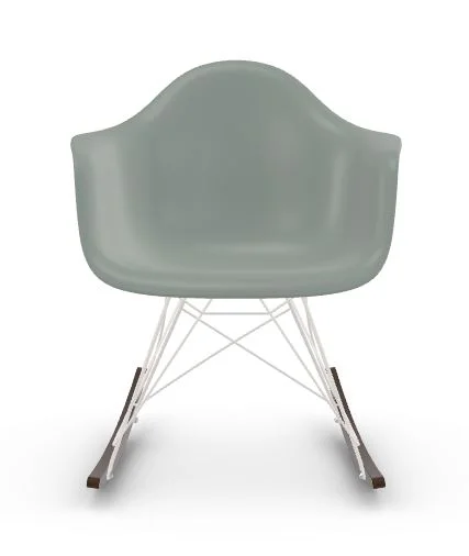 Vitra RAR Eames Plastic Armchair - lichtgrijs RE - wit - sleden esdoorn donker