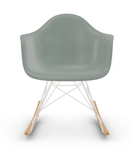 Vitra RAR Eames Plastic Armchair - lichtgrijs RE - wit - sleden esdoorn goudkleurig