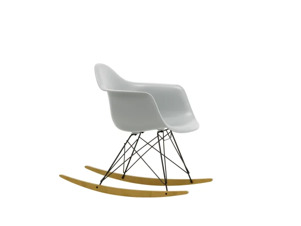 Vitra RAR Eames Plastic Armchair - lichtgrijs RE - zwart - sleden esdoorn goudkleurig