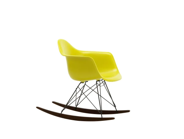 Vitra RAR Eames Plastic Armchair - mosterd RE - zwart - sleden esdoorn donker