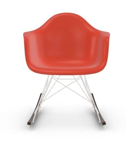 Vitra RAR Eames Plastic Armchair - poppy red RE - wit - sleden esdoorn donker