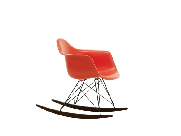 Vitra RAR Eames Plastic Armchair - poppy red RE - zwart - sleden esdoorn donker