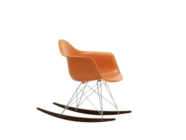 Vitra RAR Eames Plastic Armchair - rusty orange RE - verchroomd - sleden esdoorn donker