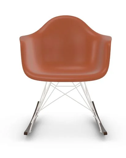 Vitra RAR Eames Plastic Armchair - rusty orange RE - wit - sleden esdoorn donker