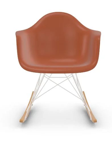 Vitra RAR Eames Plastic Armchair - rusty orange RE - wit - sleden esdoorn goudkleurig