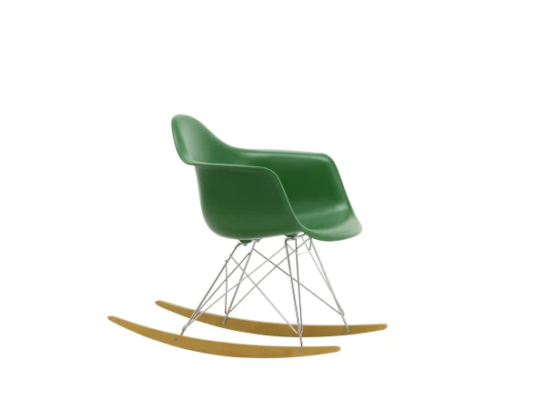 Vitra RAR Eames Plastic Armchair - smaragd RE - verchroomd - sleden esdoorn goudkleurig