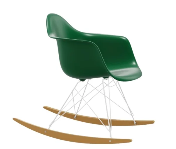 Vitra RAR Eames Plastic Armchair - smaragd RE - wit - sleden esdoorn goudkleurig