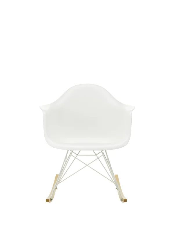 Vitra RAR Eames Plastic Armchair - wit - wit - sleden esdoorn goudkleurig