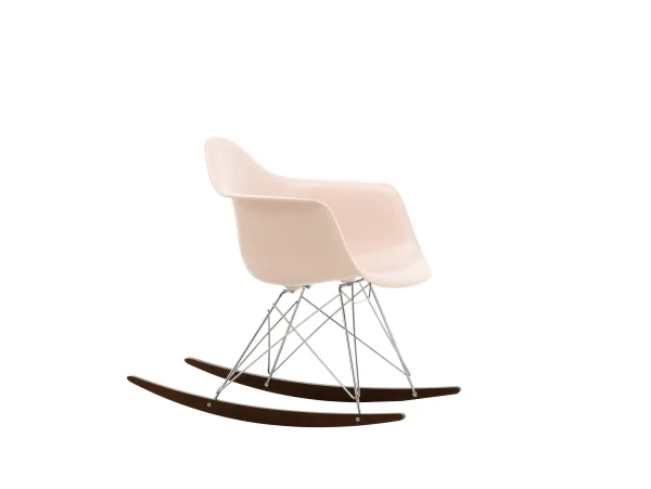 Vitra RAR Eames Plastic Armchair - zachtroze RE - verchroomd - sleden esdoorn donker