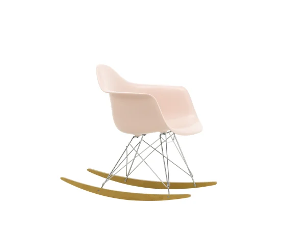 Vitra RAR Eames Plastic Armchair - zachtroze RE - verchroomd - sleden esdoorn goudkleurig